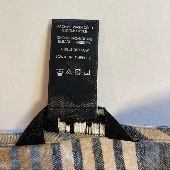 Ali Miles Asymmetrical Linen Blend Tunic Blouse Blue/Tan Striped Size PXL - Picture 8 of 11